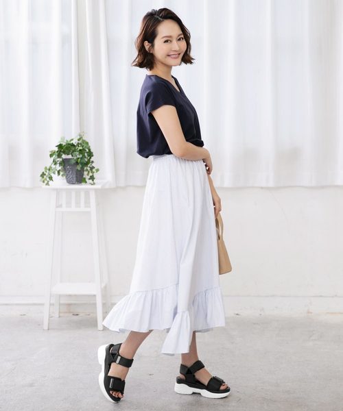 KOBE LETTUCE（コウベレタス）の「太ベルト厚底ベルクロスポーツサンダル（サンダル・レディース・ベージュ/ホワイト/ブラック・L/M/S）」の7枚目の写真