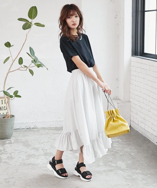 KOBE LETTUCE（コウベレタス）の「太ベルト厚底ベルクロスポーツサンダル（サンダル・レディース・ベージュ/ホワイト/ブラック・L/M/S）」の6枚目の写真