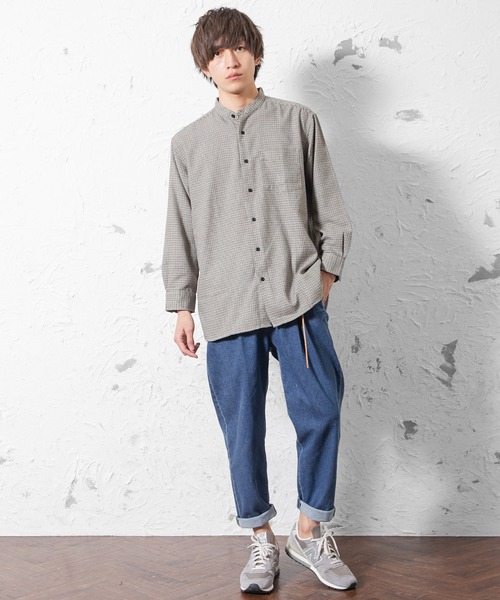 MinoriTY（マイノリティ）の「【2020秋冬】カルゼストレッチデニムワイドテーパードパンツ メンズ /モデル：WEARISTA じーたー（デニムパンツ・メンズ・サックスブルー/オフホワイト/ブルー・L/M）」の14枚目の写真