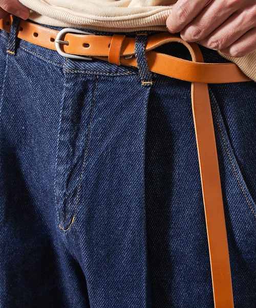 MinoriTY（マイノリティ）の「【2020秋冬】カルゼストレッチデニムワイドテーパードパンツ メンズ /モデル：WEARISTA じーたー（デニムパンツ・メンズ・サックスブルー/オフホワイト/ブルー・L/M）」の6枚目の写真