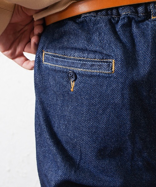 MinoriTY（マイノリティ）の「【2020秋冬】カルゼストレッチデニムワイドテーパードパンツ メンズ /モデル：WEARISTA じーたー（デニムパンツ・メンズ・サックスブルー/オフホワイト/ブルー・L/M）」の7枚目の写真