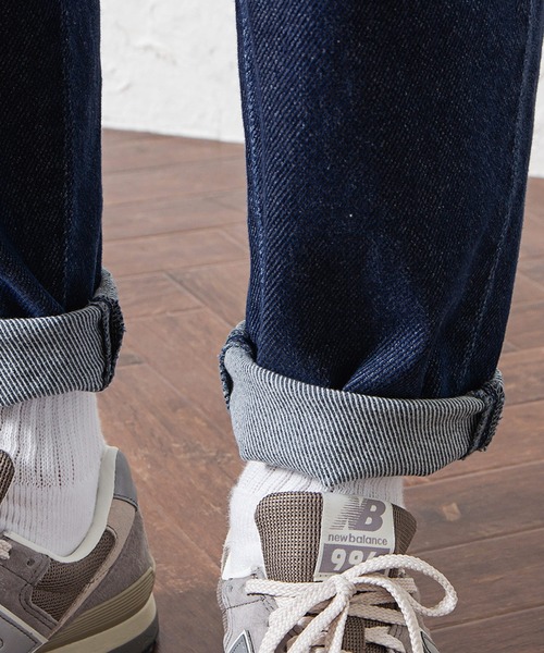 MinoriTY（マイノリティ）の「【2020秋冬】カルゼストレッチデニムワイドテーパードパンツ メンズ /モデル：WEARISTA じーたー（デニムパンツ・メンズ・サックスブルー/オフホワイト/ブルー・L/M）」の8枚目の写真