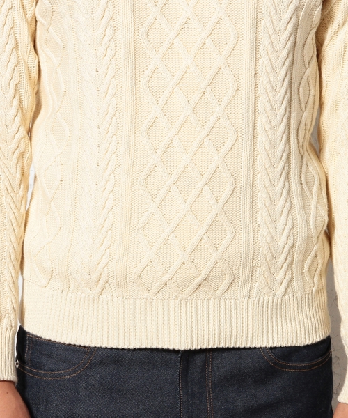 green label relaxing（グリーンレーベルリラクシング）の「COTTON ARAN C/N 5G ニット（ニット/セーター・メンズ・オフホワイト/コバルトブルー・SMALL/LARGE/MEDIUM）」の6枚目の写真