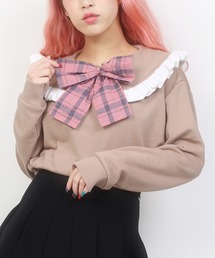 WC/リボンフリル襟ビッグシルエットスウェット