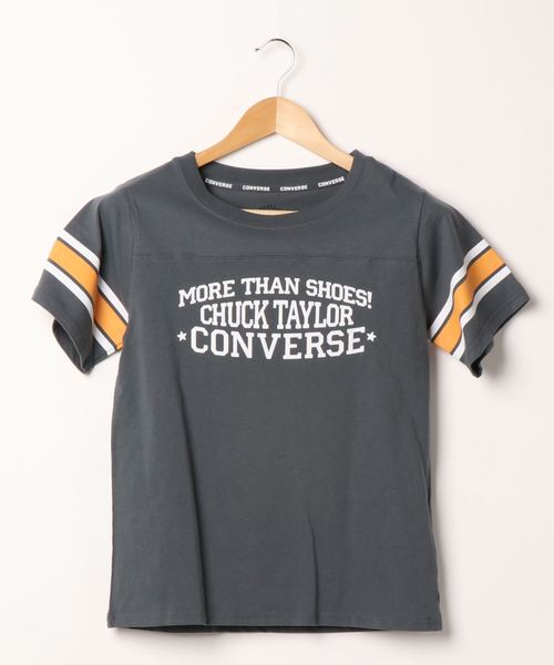CONVERSE（コンバース）の「【CONVERSE/コンバース】レディース 袖ラインカレッジプリントTシャツ アメカジ（Tシャツ/カットソー・レディース・ホワイト/オレンジ/グリーン/チャコールグレー・MEDIUM/LARGE）」の7枚目の写真