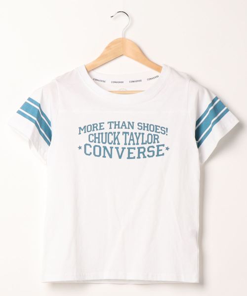 CONVERSE（コンバース）の「【CONVERSE/コンバース】レディース 袖ラインカレッジプリントTシャツ アメカジ（Tシャツ/カットソー・レディース・ホワイト/オレンジ/グリーン/チャコールグレー・MEDIUM/LARGE）」の5枚目の写真