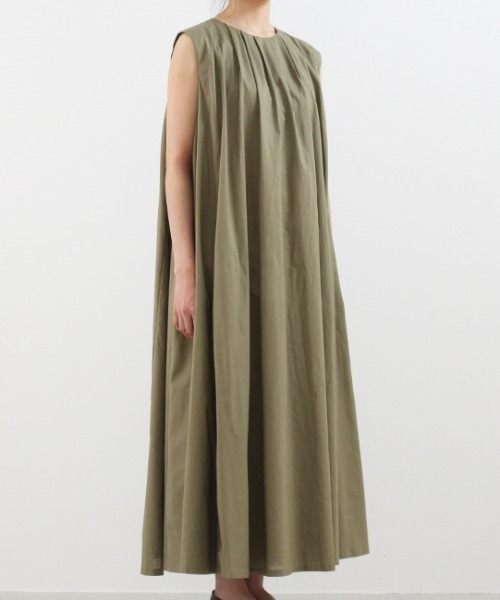 mizuiroind（ミズイロインド）の「タックネックフレアワンピース（ワンピース・レディース・ベージュ/ブラウン/カーキ/ブラック・FREE）」の7枚目の写真