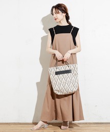 natural couture | 【WEB限定カラー有り】前後2WAY貝釦綿麻キャミワンピース(ワンピース)