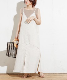 natural couture | 【WEB限定カラー有り】前後2WAY貝釦綿麻キャミワンピース(ワンピース)