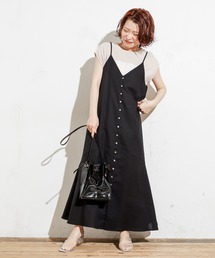 natural couture | 【WEB限定カラー有り】前後2WAY貝釦綿麻キャミワンピース(ワンピース)