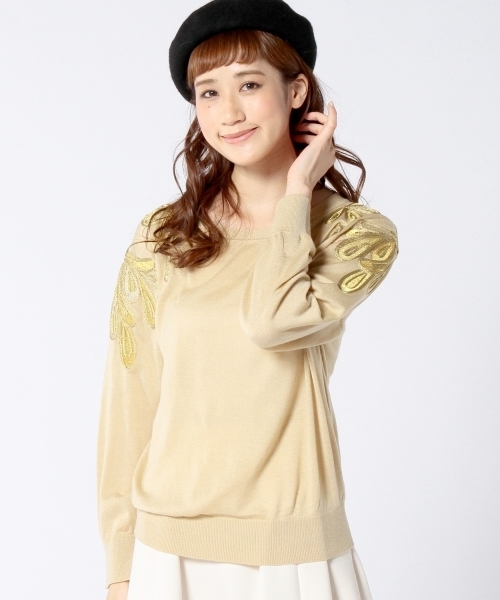 Another Edition(アナザーエディション)の「AE CORD シシュウ PO ◆(ニット/セーター・レディース・ブラック/ベージュ/ワインレッド・フリー)」の7枚目の写真