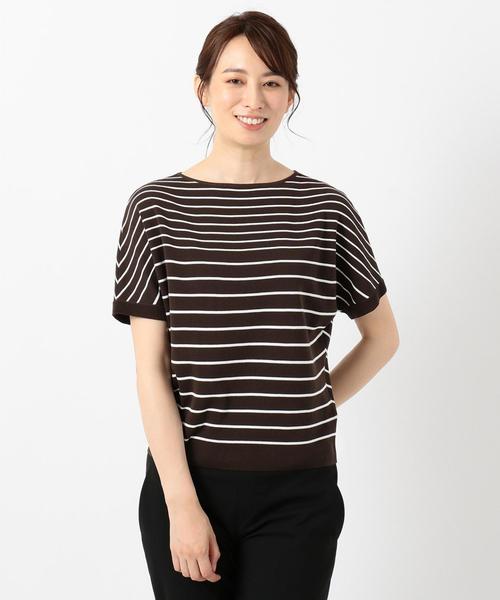 J.PRESS(ジェイプレス)の「【洗える】コットンアセテートミラノボーダー ニット(ニット/セーター・レディース・ホワイト系1/ダークブラウン系1・T13/T15)」の9枚目の写真