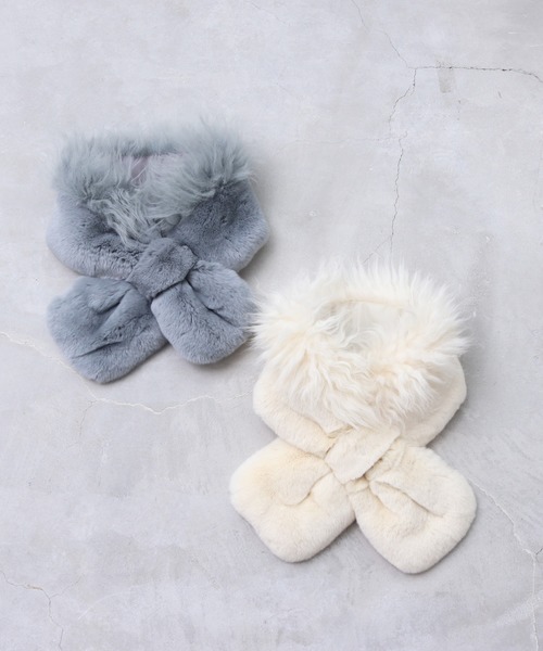 新品 フルラ ラビットファーマフラー 少く 