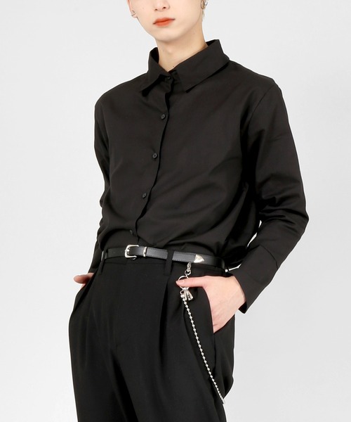 DING（ディング）の「DING/無地シャツ（シャツ/ブラウス・レディース・ホワイト/ブラック・FREE）」の2枚目の写真