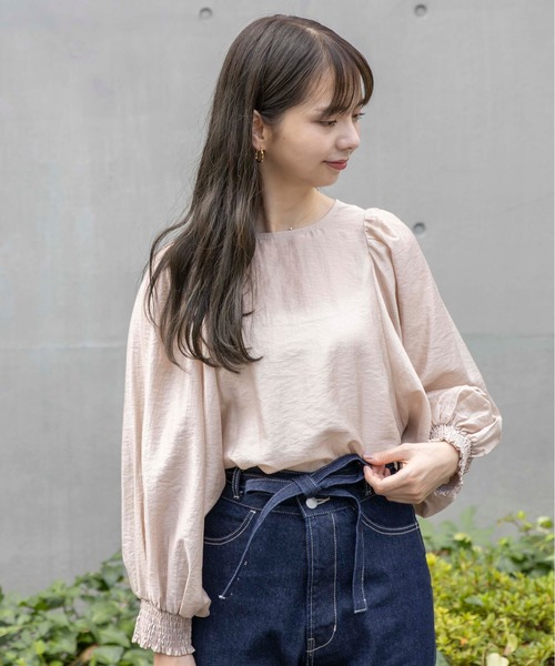 flower（フラワー）の「テンダーバルーンブラウス（シャツ/ブラウス・レディース・ピンク/ベージュ・FREE）」の2枚目の写真