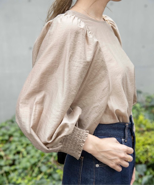 flower（フラワー）の「テンダーバルーンブラウス（シャツ/ブラウス・レディース・ピンク/ベージュ・FREE）」の4枚目の写真