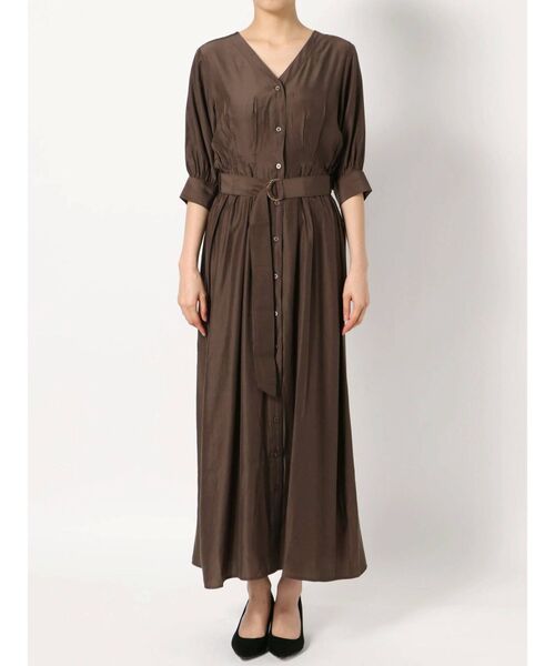 dazzlin(ダズリン)の「Vネックロングシャツワンピース(ワンピース・レディース・ブラック/ブラウン/ピンク・FREE)」の8枚目の写真