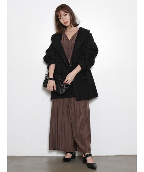 dazzlin(ダズリン)の「Vネックロングシャツワンピース(ワンピース・レディース・ブラック/ブラウン/ピンク・FREE)」の5枚目の写真