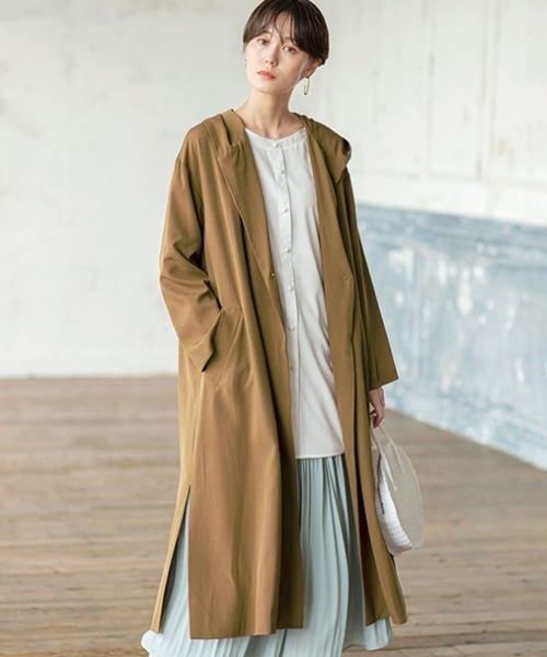GeeRA(ジーラ)の「フーディーロングコート(その他アウター・レディース・ライトカーキ/モカ/ベージュ・XX-LARGE/MEDIUM/LARGE/SMALL/X-LARGE)」の2枚目の写真