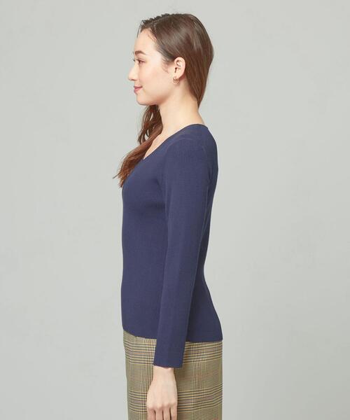 closet story(クローゼットストーリー)の「<closet story>□ホソRIB Vネック ニット -手洗い可能-(ニット/セーター・レディース・ライトブルー/ホワイト/ネイビー・FREE)」の5枚目の写真