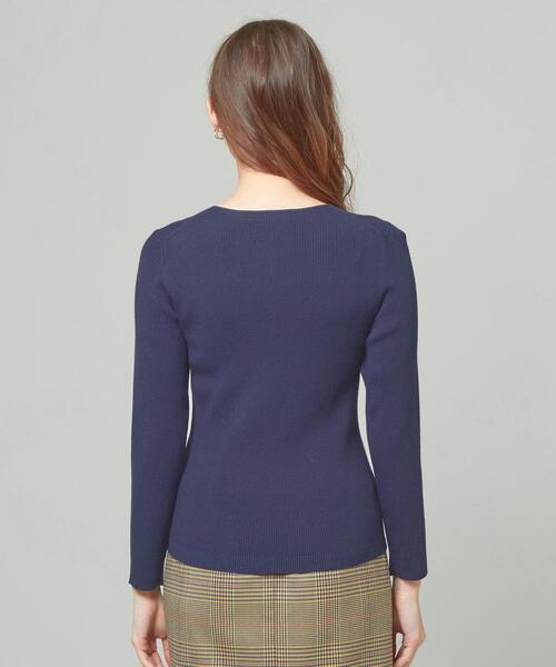 closet story(クローゼットストーリー)の「<closet story>□ホソRIB Vネック ニット -手洗い可能-(ニット/セーター・レディース・ライトブルー/ホワイト/ネイビー・FREE)」の6枚目の写真