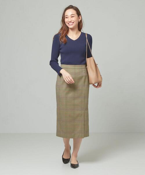 closet story(クローゼットストーリー)の「<closet story>□ホソRIB Vネック ニット -手洗い可能-(ニット/セーター・レディース・ライトブルー/ホワイト/ネイビー・FREE)」の10枚目の写真