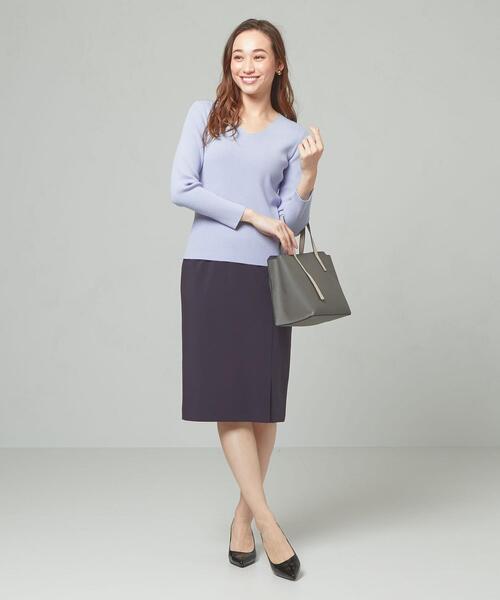 closet story(クローゼットストーリー)の「<closet story>□ホソRIB Vネック ニット -手洗い可能-(ニット/セーター・レディース・ライトブルー/ホワイト/ネイビー・FREE)」の13枚目の写真