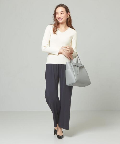 closet story(クローゼットストーリー)の「<closet story>□ホソRIB Vネック ニット -手洗い可能-(ニット/セーター・レディース・ライトブルー/ホワイト/ネイビー・FREE)」の15枚目の写真