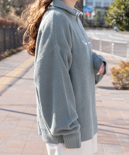 PairPair(ペアペア)の「配色ハーフZIPワッフルプルオーバー(ユニセックス)(ニット/セーター・レディース・オレンジ/ブルー/アイボリー・MEDIUM/LARGE)」の21枚目の写真