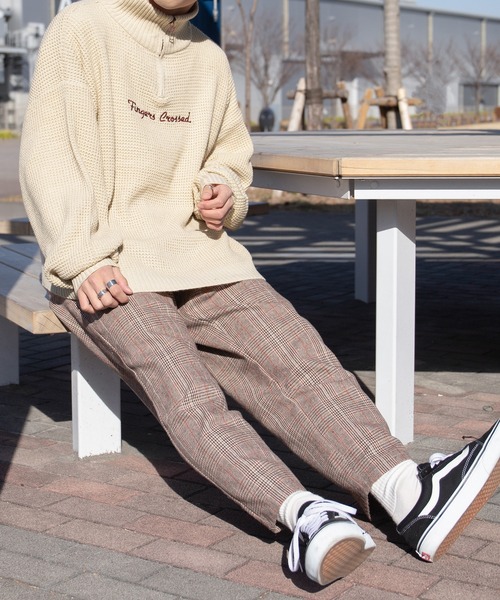 PairPair(ペアペア)の「配色ハーフZIPワッフルプルオーバー(ユニセックス)(ニット/セーター・レディース・オレンジ/ブルー/アイボリー・MEDIUM/LARGE)」の9枚目の写真