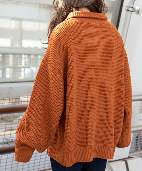 PairPair(ペアペア)の「配色ハーフZIPワッフルプルオーバー(ユニセックス)(ニット/セーター・レディース・オレンジ/ブルー/アイボリー・MEDIUM/LARGE)」の16枚目の写真