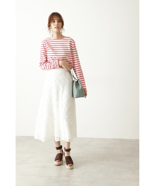 JILL STUART（ジルスチュアート）の「◆【『美人百花』4月号掲載・WEB限定サイズ：4】レースブロッキングスカート（スカート・レディース・ホワイト/ネイビー・0/2/4）」の9枚目の写真