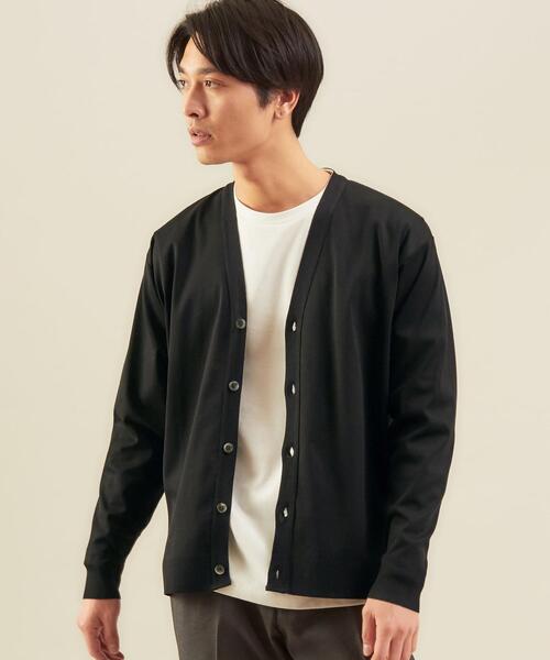 green label relaxing(グリーンレーベルリラクシング)の「< 機能 / 手洗い可・抗菌 > WTO ガスCO ニットライク Vネック カーディガン(カーディガン/ボレロ・メンズ・ブラック/ベージュ/ターコイズブルー・SMALL/MEDIUM/LARGE/X-LARGE)」の2枚目の写真