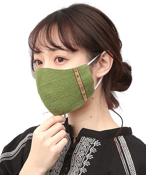 チチカカ（チチカカ）の「別注チロリアンテープマスク【WEB限定】（マスク・レディース・ネイビー/グレー/グリーン/その他1・FREE）」の6枚目の写真