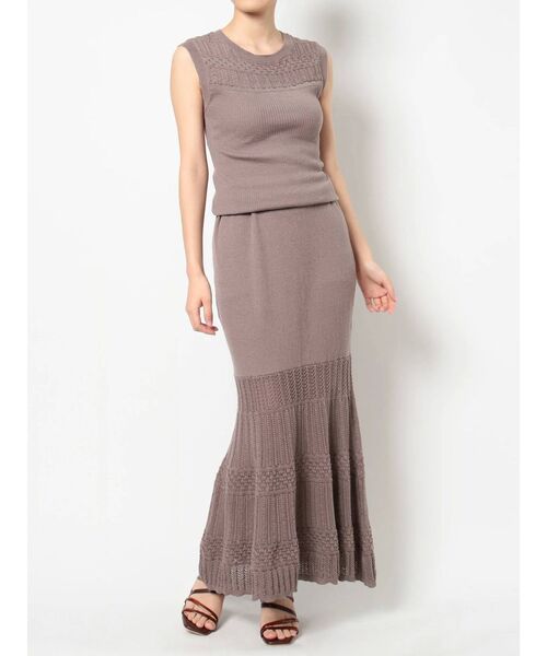 dazzlin（ダズリン）の「パーツクロシェリブニット（ニット/セーター・レディース・オフホワイト/モカ・FREE）」の7枚目の写真