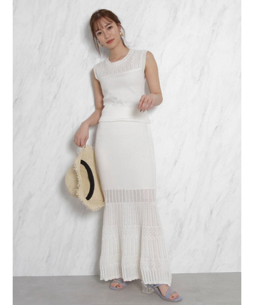 dazzlin（ダズリン）の「パーツクロシェリブニット（ニット/セーター・レディース・オフホワイト/モカ・FREE）」の14枚目の写真