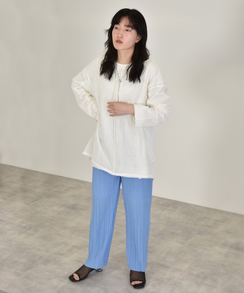 w closet（ダブルクローゼット）の「フィッシュメッシュバックスリットプルオーバー（Tシャツ/カットソー・レディース・キナリ/オフホワイト・FREE）」の3枚目の写真