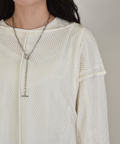 w closet（ダブルクローゼット）の「フィッシュメッシュバックスリットプルオーバー（Tシャツ/カットソー・レディース・キナリ/オフホワイト・FREE）」の7枚目の写真