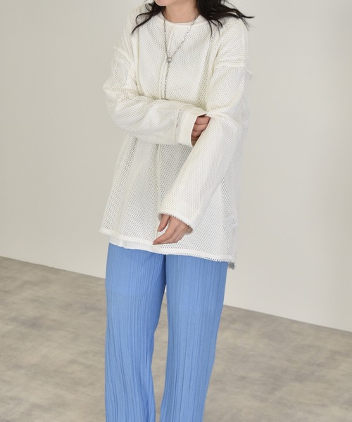 w closet（ダブルクローゼット）の「フィッシュメッシュバックスリットプルオーバー（Tシャツ/カットソー・レディース・キナリ/オフホワイト・FREE）」の11枚目の写真