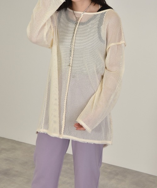 w closet（ダブルクローゼット）の「フィッシュメッシュバックスリットプルオーバー（Tシャツ/カットソー・レディース・キナリ/オフホワイト・FREE）」の22枚目の写真