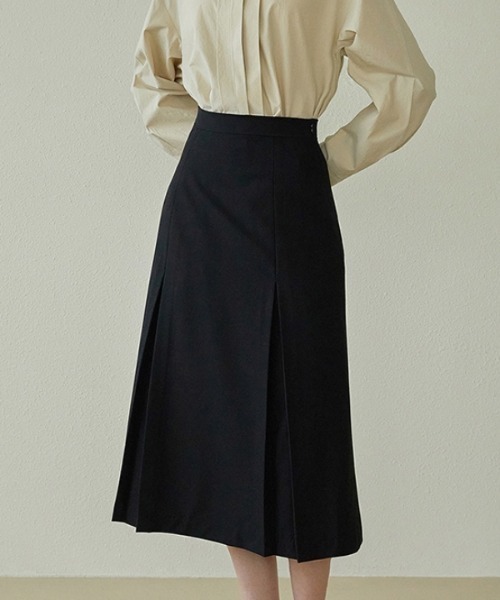 ANEDIT（アンエディット）の「【ANEDIT 】インバーティド プリーツロングスカート / E_Inverted Pleats Long Skirt（スカート・レディース・ベージュ/ブラック・SMALL/MEDIUM）」の2枚目の写真