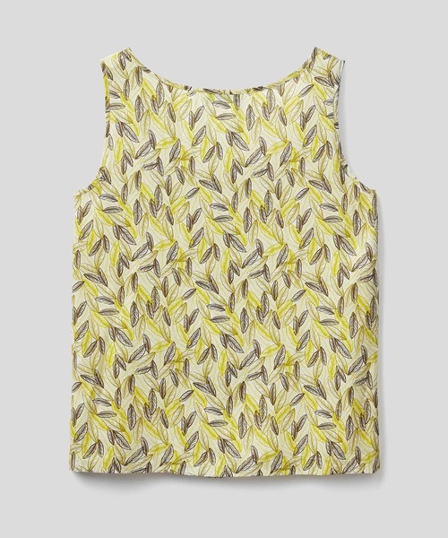 BENETTON (UNITED COLORS OF BENETTON)（ベネトンユナイテッドカラーズオブベネトン）の「ヴィスコース葉花モチーフラウンドネックノースリーブトップス（タンクトップ・レディース・カーキ/ブルー/ライトグリーン・SMALL/MEDIUM/X-SMALL）」の7枚目の写真