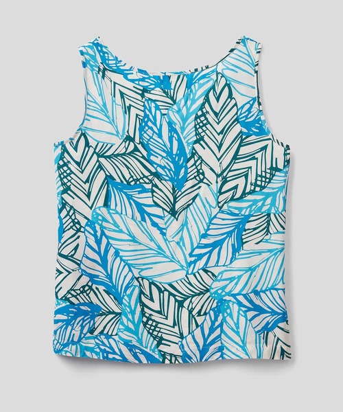 BENETTON (UNITED COLORS OF BENETTON)（ベネトンユナイテッドカラーズオブベネトン）の「ヴィスコース葉花モチーフラウンドネックノースリーブトップス（タンクトップ・レディース・カーキ/ブルー/ライトグリーン・SMALL/MEDIUM/X-SMALL）」の5枚目の写真