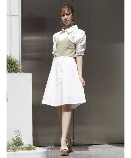 dazzlin（ダズリン）の「ビスチェシャツワンピース（シャツワンピース・レディース・オフホワイト/ブルー/ベージュ・FREE）」の13枚目の写真