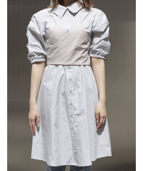 dazzlin（ダズリン）の「ビスチェシャツワンピース（シャツワンピース・レディース・オフホワイト/ブルー/ベージュ・FREE）」の14枚目の写真