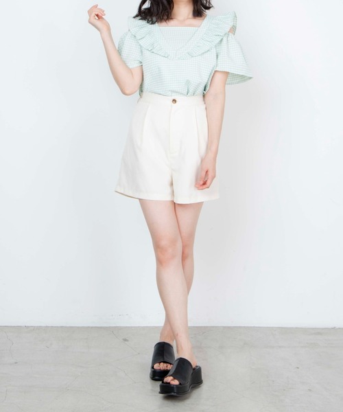 WEGO（ウィゴー）の「WEGO/リネンライクタックショートパンツ（その他パンツ・レディース・アイボリー/ピンク/ベージュ系その他2/グリーン/ベージュ系その他3・MEDIUM/SMALL）」の8枚目の写真