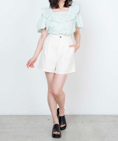 WEGO（ウィゴー）の「WEGO/リネンライクタックショートパンツ（その他パンツ・レディース・アイボリー/ピンク/ベージュ系その他2/グリーン/ベージュ系その他3・MEDIUM/SMALL）」の9枚目の写真