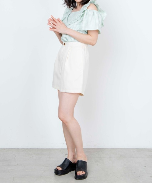 WEGO（ウィゴー）の「WEGO/リネンライクタックショートパンツ（その他パンツ・レディース・アイボリー/ピンク/ベージュ系その他2/グリーン/ベージュ系その他3・MEDIUM/SMALL）」の10枚目の写真