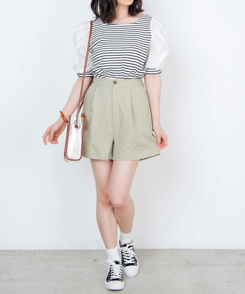 WEGO（ウィゴー）の「WEGO/リネンライクタックショートパンツ（その他パンツ・レディース・アイボリー/ピンク/ベージュ系その他2/グリーン/ベージュ系その他3・MEDIUM/SMALL）」の20枚目の写真