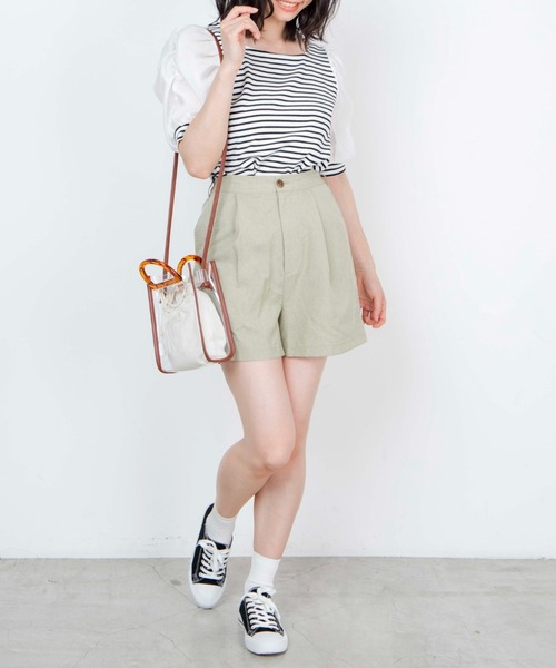 WEGO（ウィゴー）の「WEGO/リネンライクタックショートパンツ（その他パンツ・レディース・アイボリー/ピンク/ベージュ系その他2/グリーン/ベージュ系その他3・MEDIUM/SMALL）」の21枚目の写真